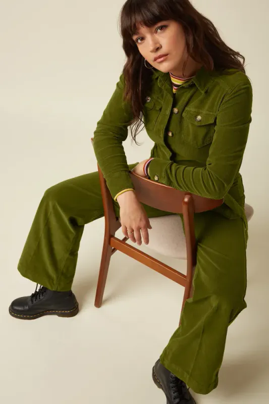 Mia Cord jumpsuit - Posey Green