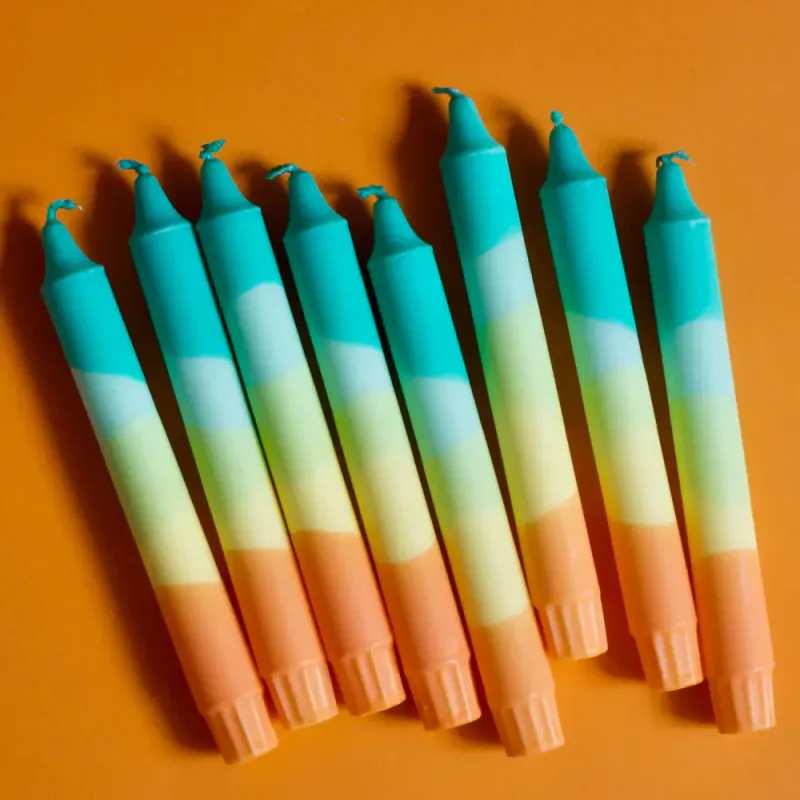 Stearinlys - Mint, grønn, gul og orange