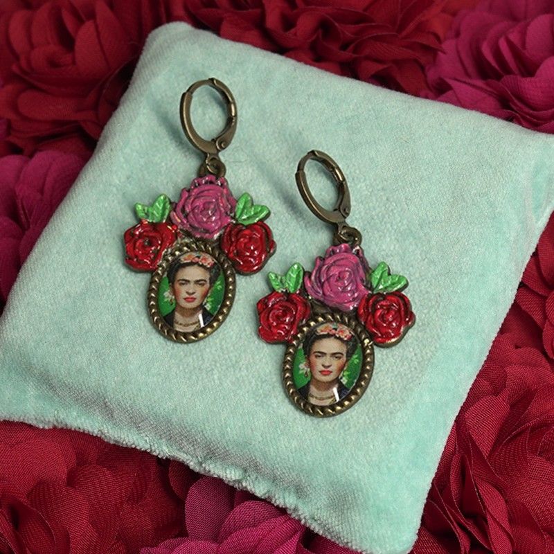 Frida With Flowers Øredobber 