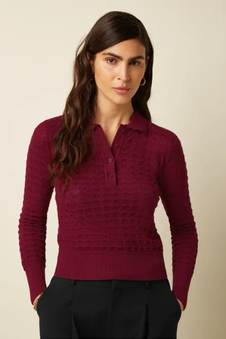 Hovedbilde Polo Avel strikket topp - Rhubarb Red