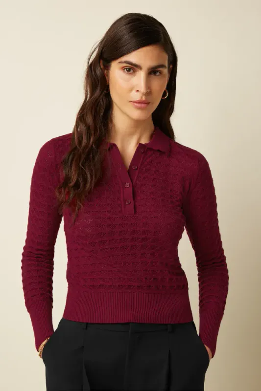 Polo Avel strikket topp - Rhubarb Red
